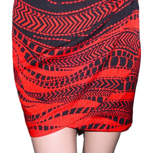 Bebe Black Red Wrap Skirt 00 - Picture 3 of 7